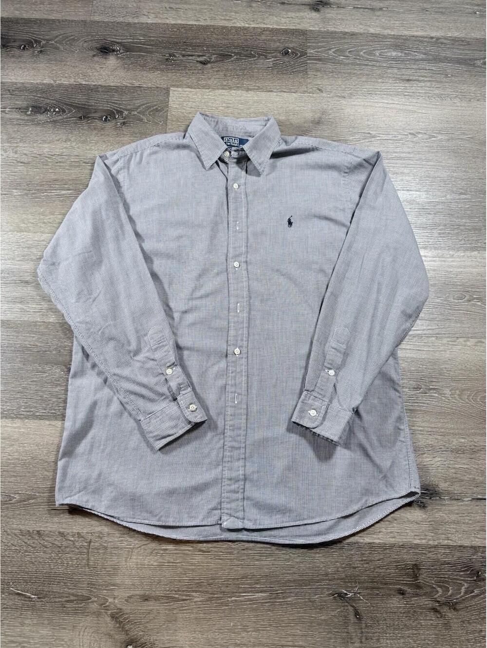 Ralph Lauren Yarmouth Mens Size Large Blue Striped Button Down Shirt